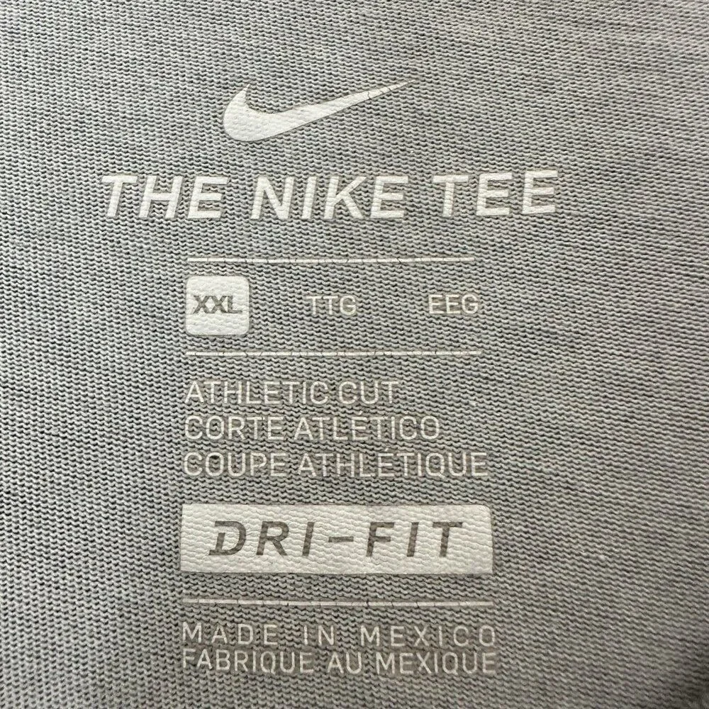 Nike Shirt Mens 2XL Gray Dri-Fit Swoosh Short Sleeve Activewear Casual XXL Adult